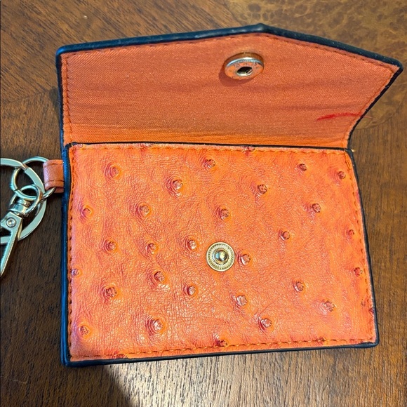 Bebe card case keychain mini bag bag charm vegan ostrich pattern orange NWOT - Picture 6 of 9
